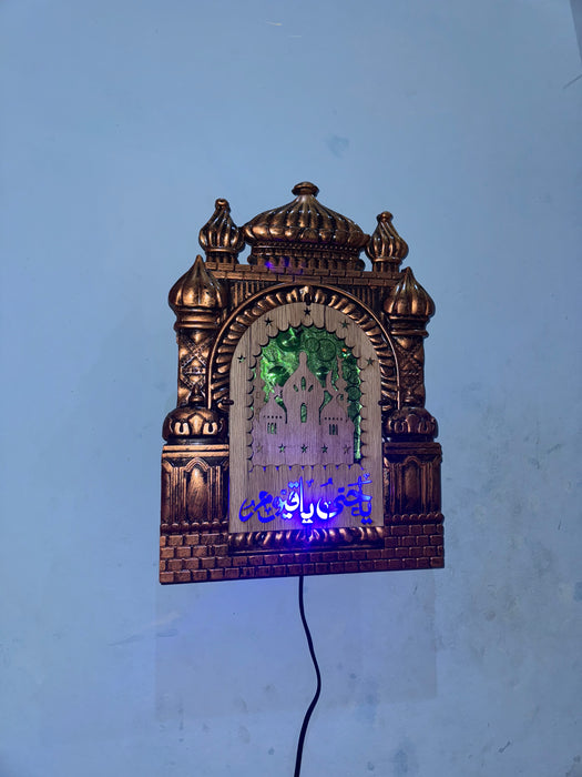 Islamic 3D Wooden Wall Art-Masjid Design with Arabic Calligraphy