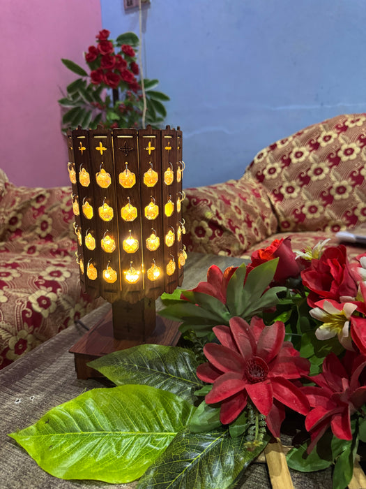 Laser-Cut Wooden Decorative  Table Lamp