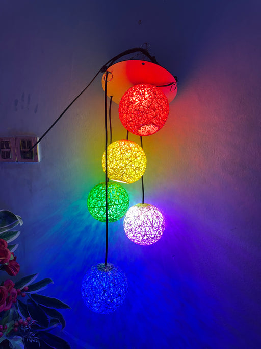 Multi-Color Rattan Ball Hanging Pendant